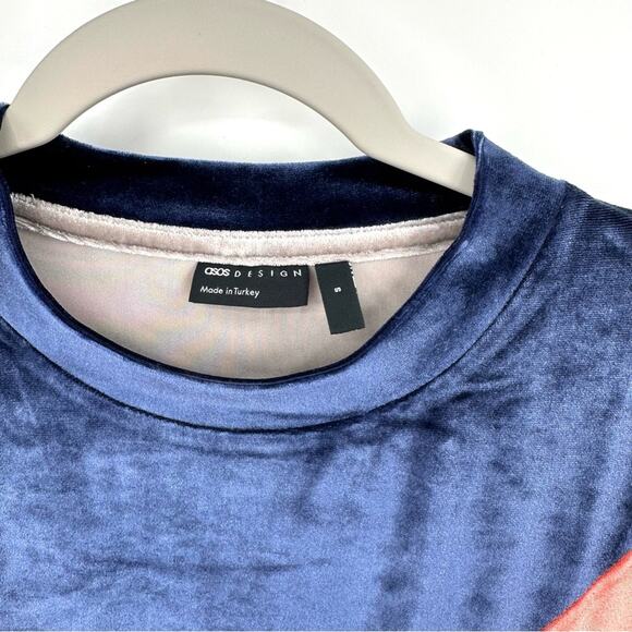 ASOS DESIGN co-ord oversized t-shirt in velour colour block Size S - Picture 3 of 6